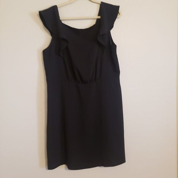 Loft Ruffle sleeve black dress size 14 NWT - Picture 2 of 8